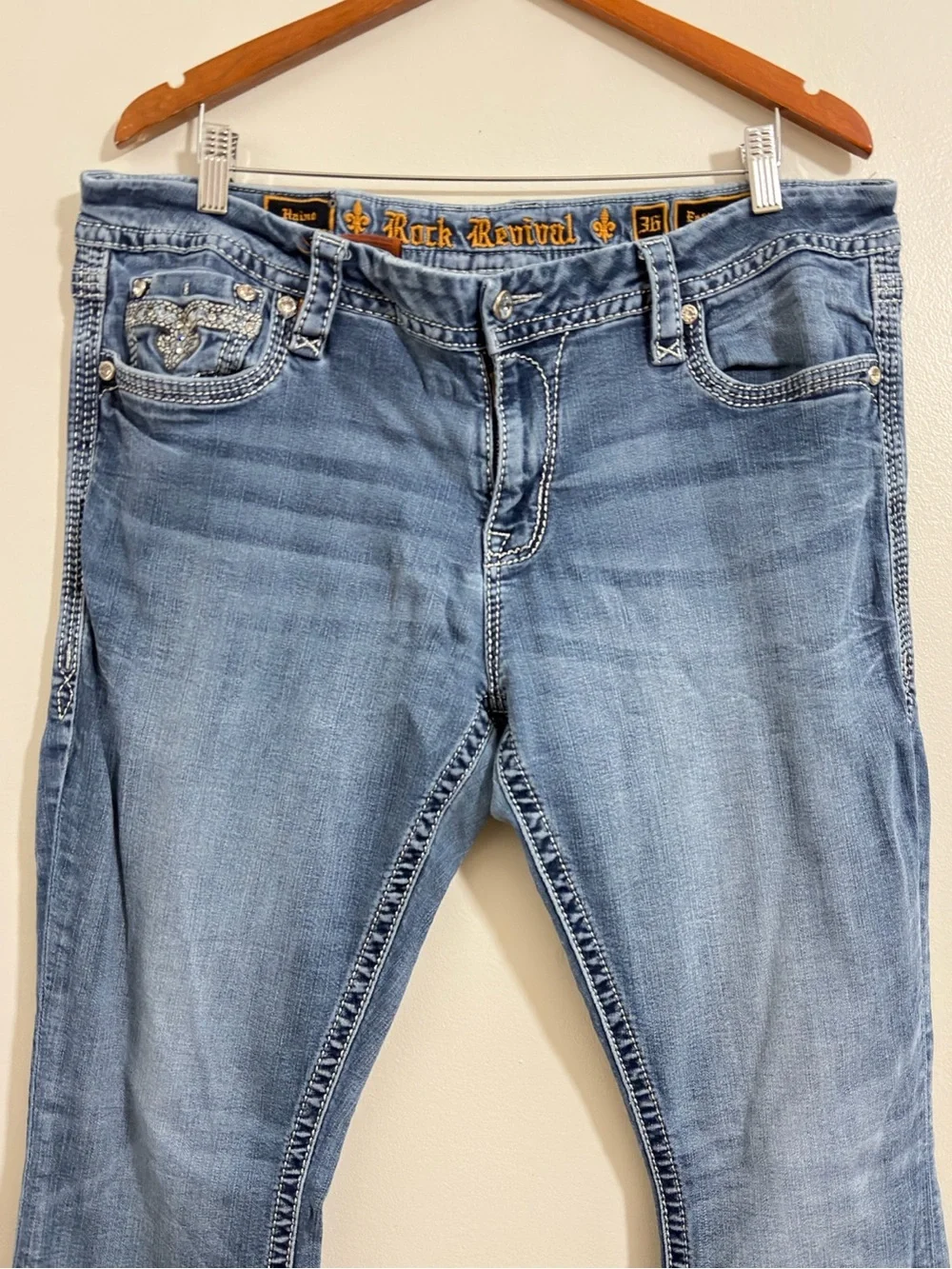Rock Revival Jean Easy BootCut Retro City Luxury Haines Women EUC Size 36